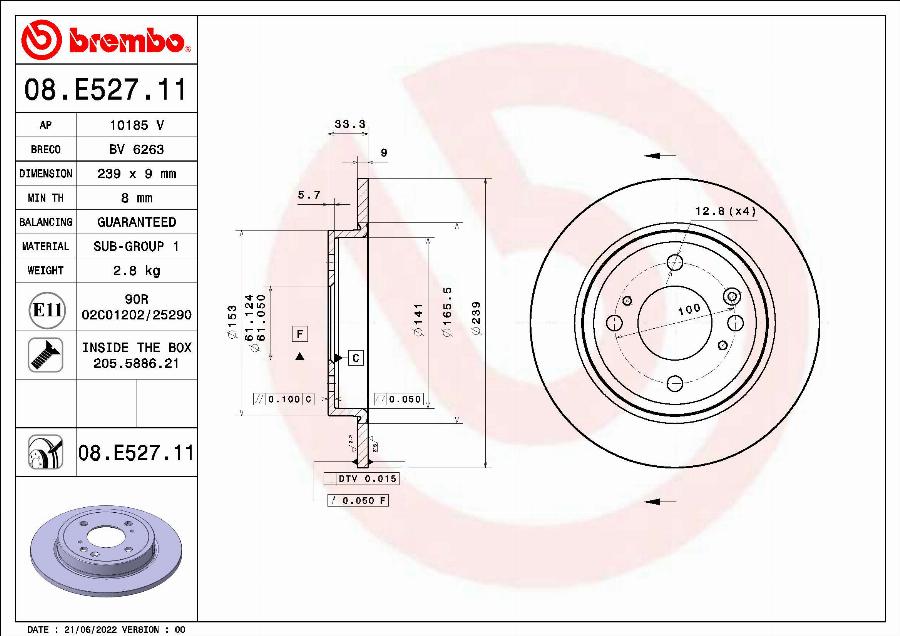 Brembo 09.E528.11 - Discofreno autozon.pro