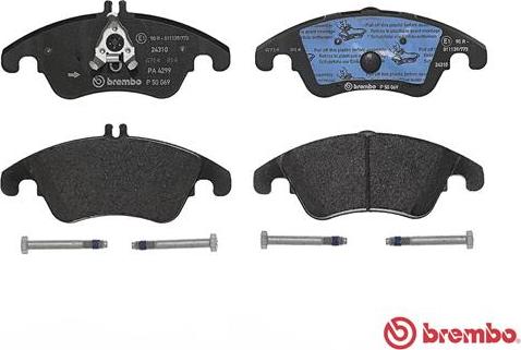 Brembo P 50 069 - Kit pastiglie freno, Freno a disco autozon.pro