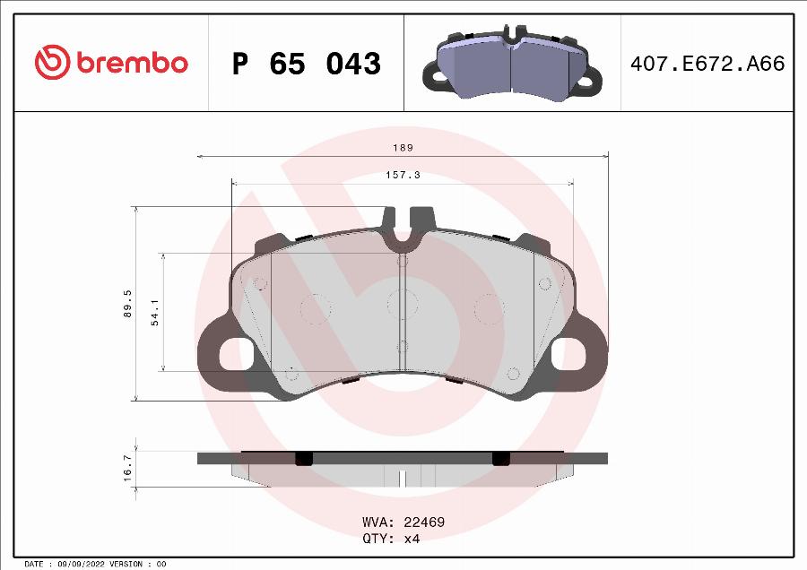 Brembo P 65 043 - Kit pastiglie freno, Freno a disco autozon.pro