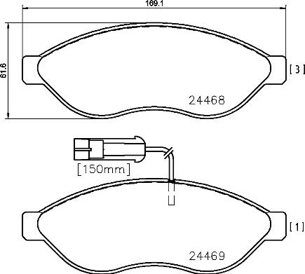 Brembo P 61 090 - Kit pastiglie freno, Freno a disco autozon.pro