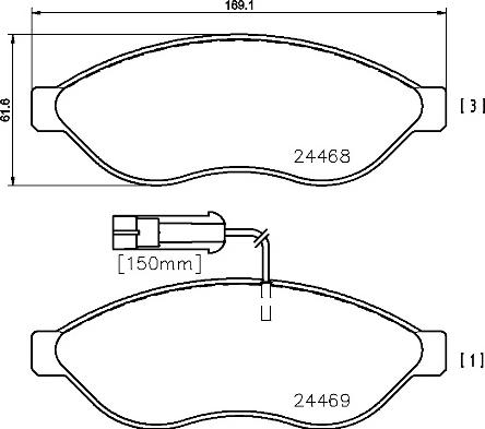 Brembo P 61 092 - Kit pastiglie freno, Freno a disco autozon.pro