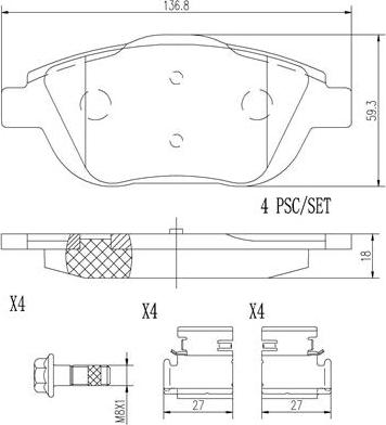 Brembo P61103N - Kit pastiglie freno, Freno a disco autozon.pro