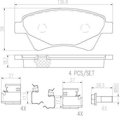 Brembo P68034N - Kit pastiglie freno, Freno a disco autozon.pro