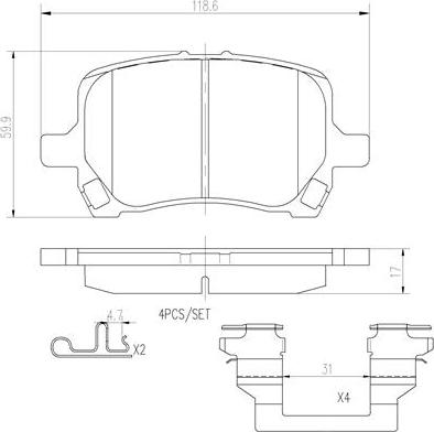 Brembo P10014N - Kit pastiglie freno, Freno a disco autozon.pro