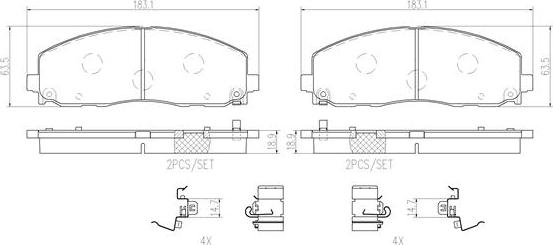 Brembo P11035N - Kit pastiglie freno, Freno a disco autozon.pro