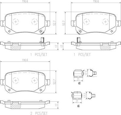 Brembo P11021N - Kit pastiglie freno, Freno a disco autozon.pro