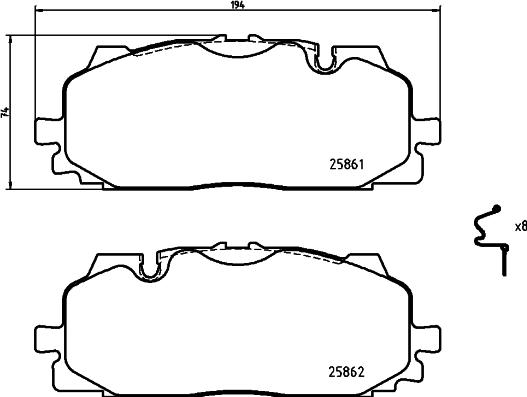 Brembo P 85 165X - Kit pastiglie freno, Freno a disco autozon.pro