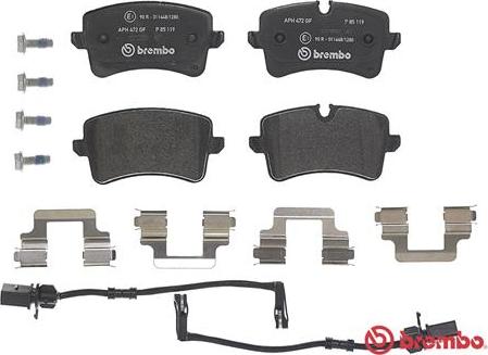 Brembo P 85 119 - Kit pastiglie freno, Freno a disco autozon.pro