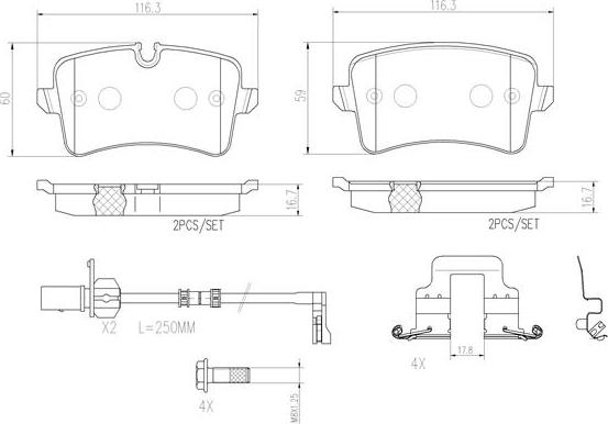 Brembo P85118N - Kit pastiglie freno, Freno a disco autozon.pro