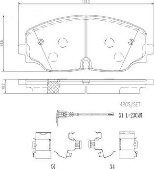 Brembo P85174N - Kit pastiglie freno, Freno a disco autozon.pro