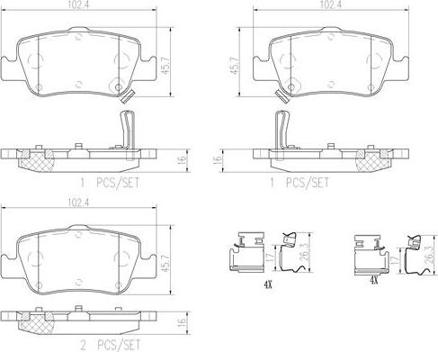 Brembo P83080N - Kit pastiglie freno, Freno a disco autozon.pro