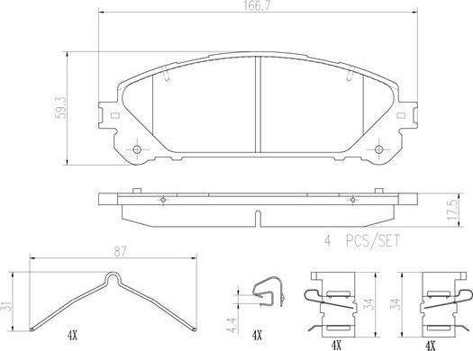 Brembo P83145N - Kit pastiglie freno, Freno a disco autozon.pro