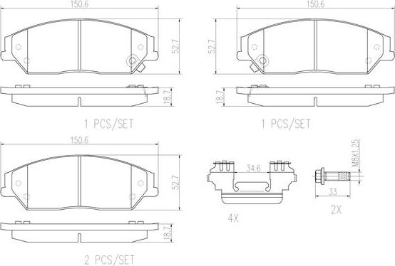 Brembo P 83 135 - Kit pastiglie freno, Freno a disco autozon.pro