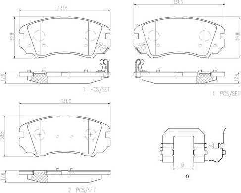 Brembo P30043N - Kit pastiglie freno, Freno a disco autozon.pro