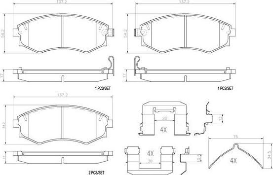 Brembo P30022N - Kit pastiglie freno, Freno a disco autozon.pro