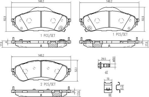 Brembo P 24 208 - Kit pastiglie freno, Freno a disco autozon.pro