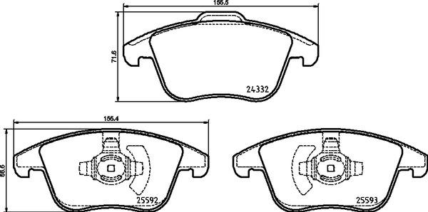 Brembo P 24 211 - Kit pastiglie freno, Freno a disco autozon.pro