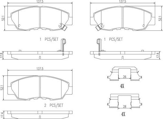 Brembo P28052N - Kit pastiglie freno, Freno a disco autozon.pro