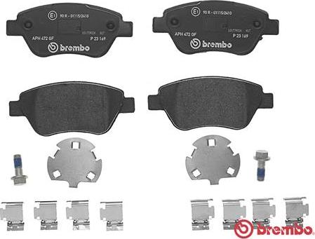 Brembo P 23 169 - Kit pastiglie freno, Freno a disco autozon.pro