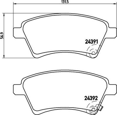 Brembo P 23 105 - Kit pastiglie freno, Freno a disco autozon.pro