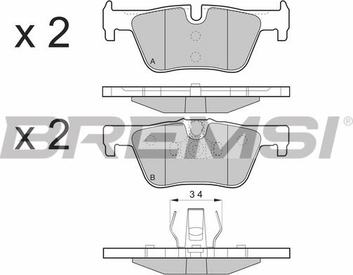 Bremsi BP3494 - Kit pastiglie freno, Freno a disco autozon.pro