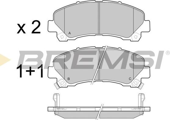 Bremsi BP3442 - Kit pastiglie freno, Freno a disco autozon.pro