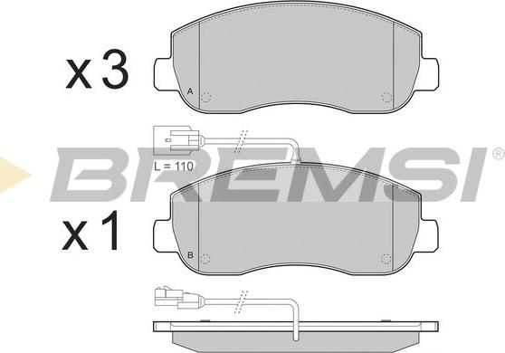 Bremsi BP3439 - Kit pastiglie freno, Freno a disco autozon.pro