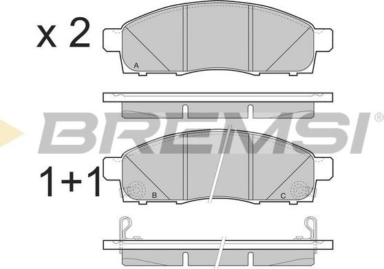 Bremsi BP3501 - Kit pastiglie freno, Freno a disco autozon.pro