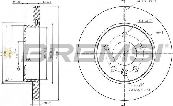 Bremsi CD9105V - Discofreno autozon.pro