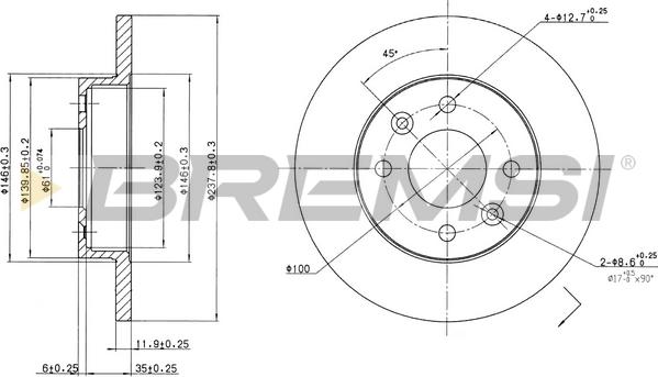 Bremsi CD6055S - Discofreno autozon.pro