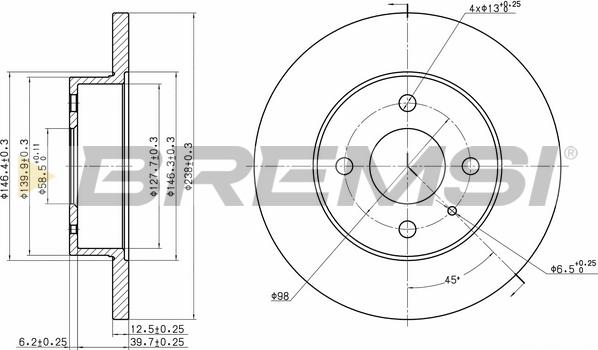 Bremsi CD6127S - Discofreno autozon.pro