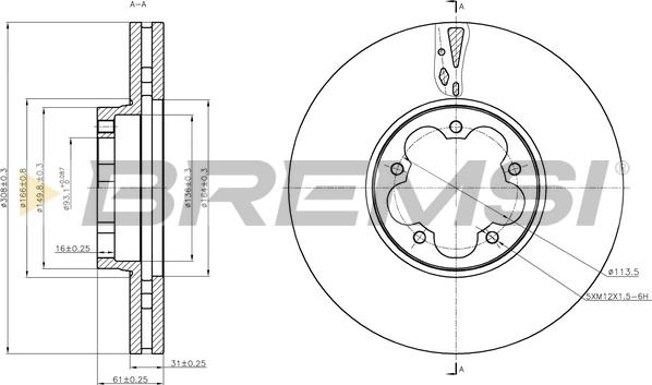 Bremsi CD8468V - Discofreno autozon.pro