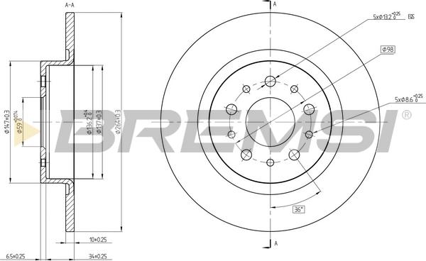 Bremsi CD8435S - Discofreno autozon.pro