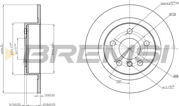 Bremsi CD8612S - Discofreno autozon.pro