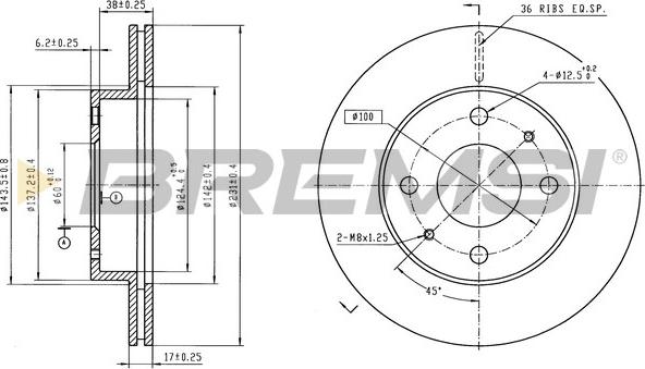 Bremsi CD8225V - Discofreno autozon.pro