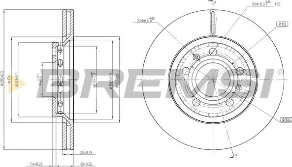 Bremsi CD7526V - Discofreno autozon.pro