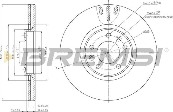 Bremsi CD7652V - Discofreno autozon.pro