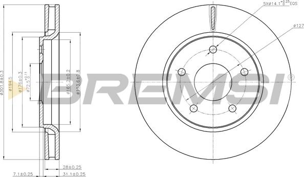 Bremsi CD7807V - Discofreno autozon.pro