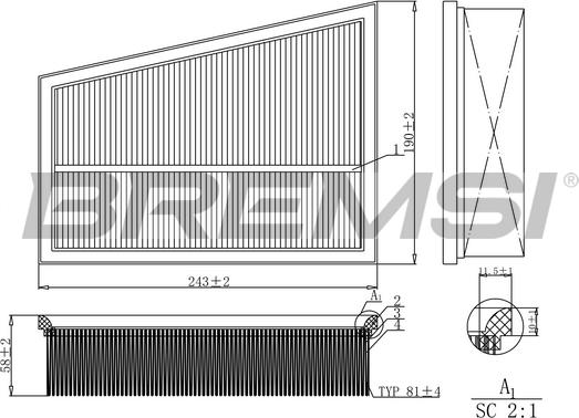 Bremsi FA0580 - Filtro aria autozon.pro