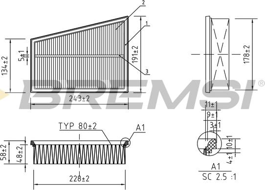 Bremsi FA0122 - Filtro aria autozon.pro