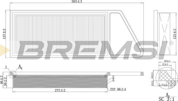 Bremsi FA0211 - Filtro aria autozon.pro