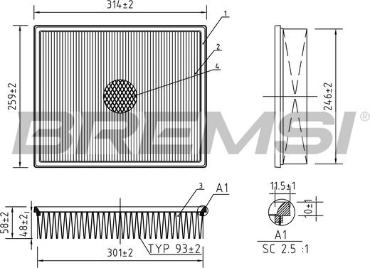 Bremsi FA1592 - Filtro aria autozon.pro