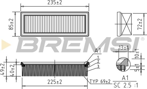 Bremsi FA1640 - Filtro aria autozon.pro