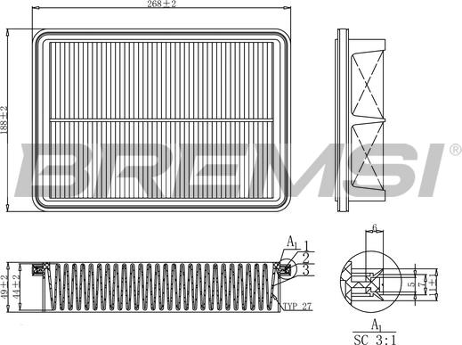 Bremsi FA1192 - Filtro aria autozon.pro