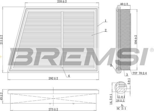 Bremsi FA1169 - Filtro aria autozon.pro