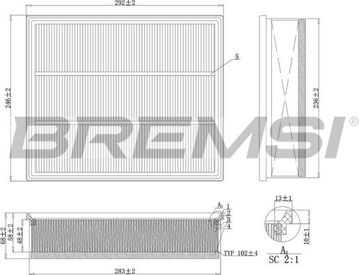 Bremsi FA1108 - Filtro aria autozon.pro