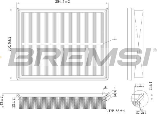 Bremsi FA1188 - Filtro aria autozon.pro