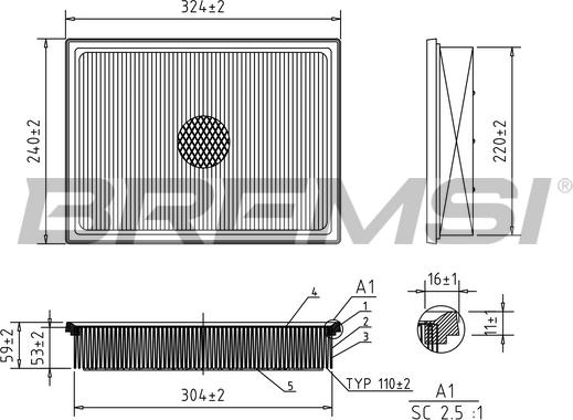 Bremsi FA1130 - Filtro aria autozon.pro