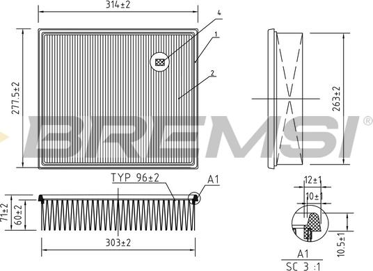 Bremsi FA1252 - Filtro aria autozon.pro