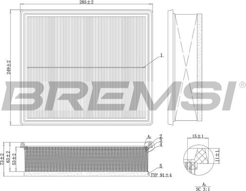 Bremsi FA1216 - Filtro aria autozon.pro